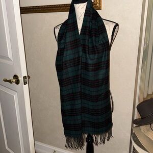 Cashmere mens plaid scarf Peck & Peck Hunter green